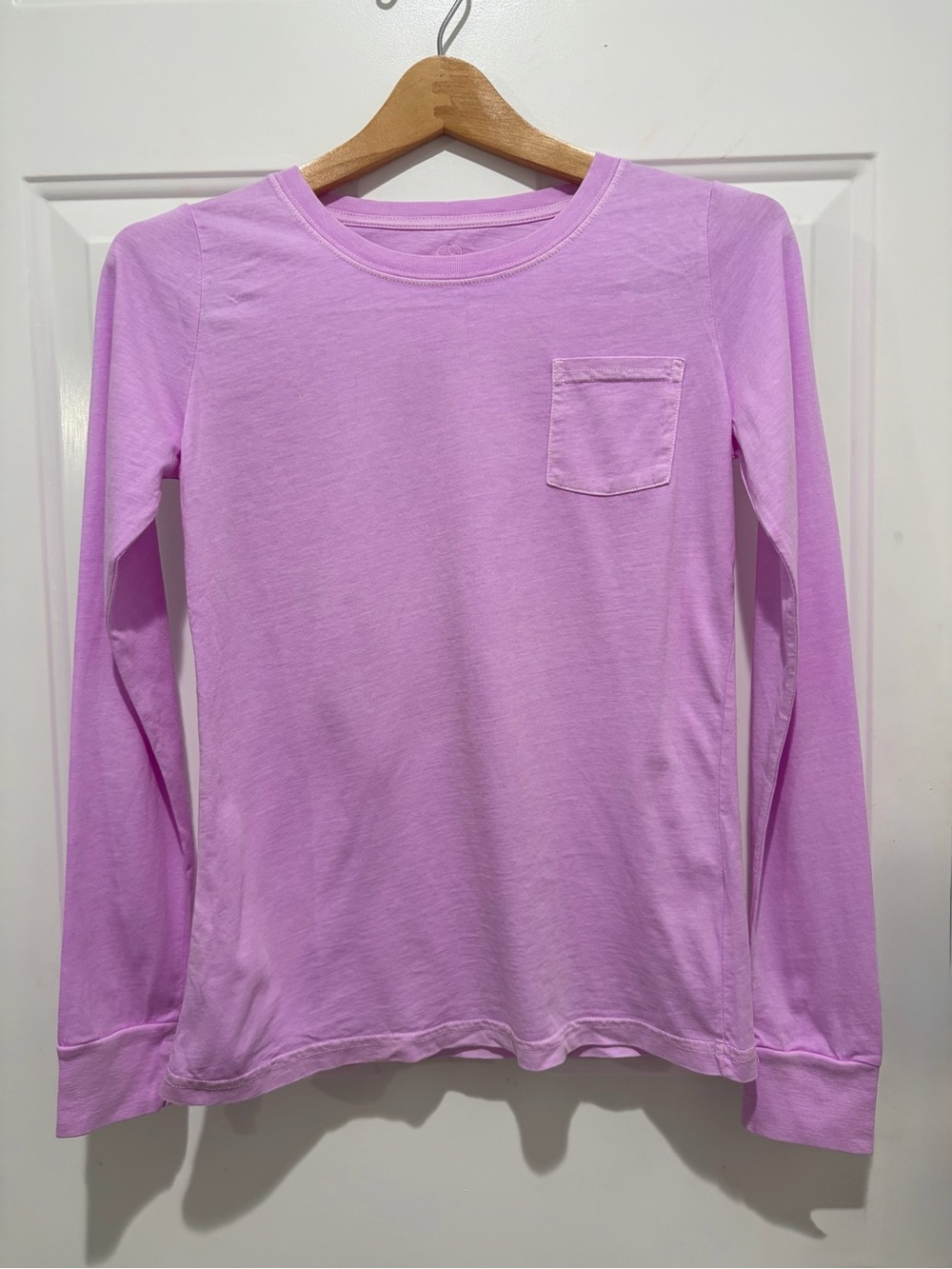ivory ella Women’s Long-Sleeve Pocket Tee - Lavender 100% Cotton, Small